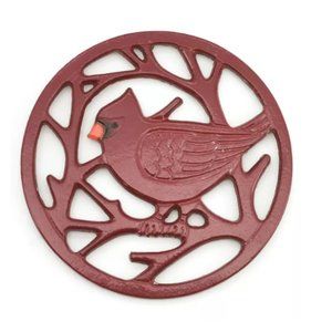 Cardinal Red Bird Cast Iron Yuletide Trivet Heavyweight 8" NEW w/tags